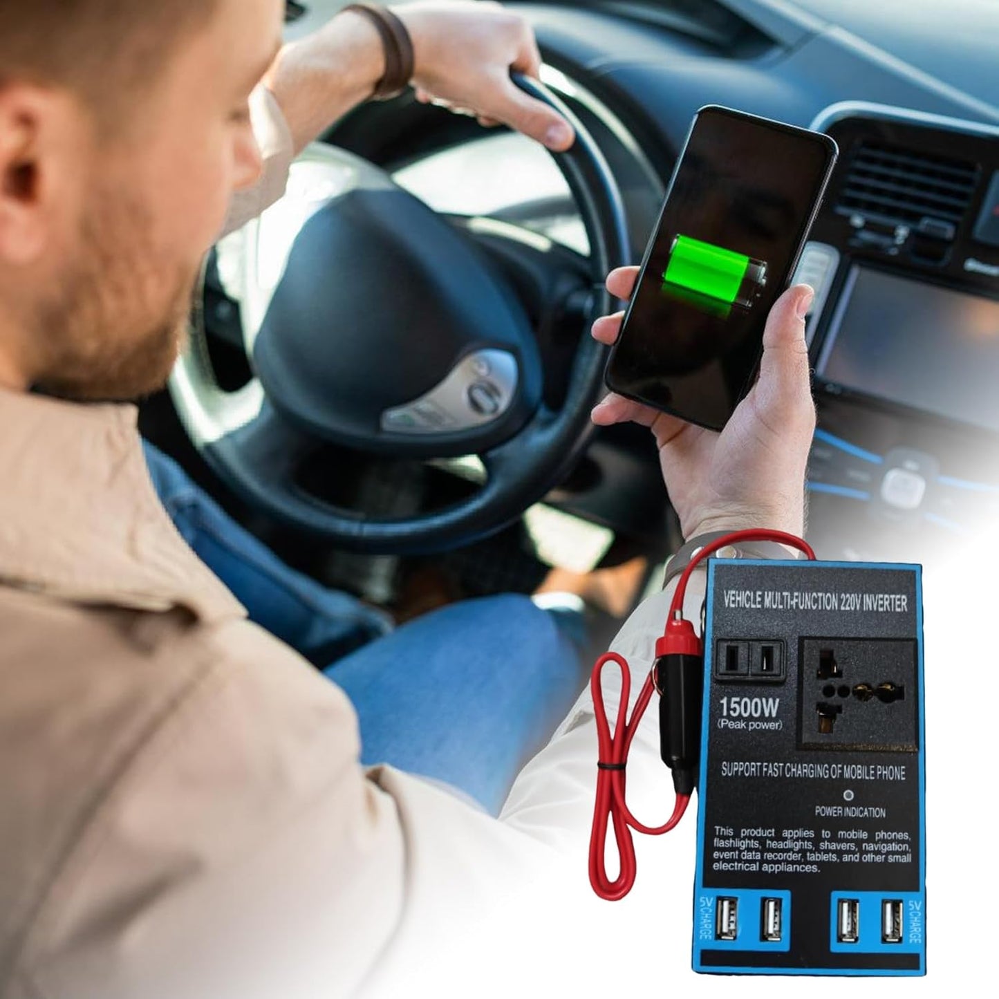 محول طاقة للسيارة 1500 واط